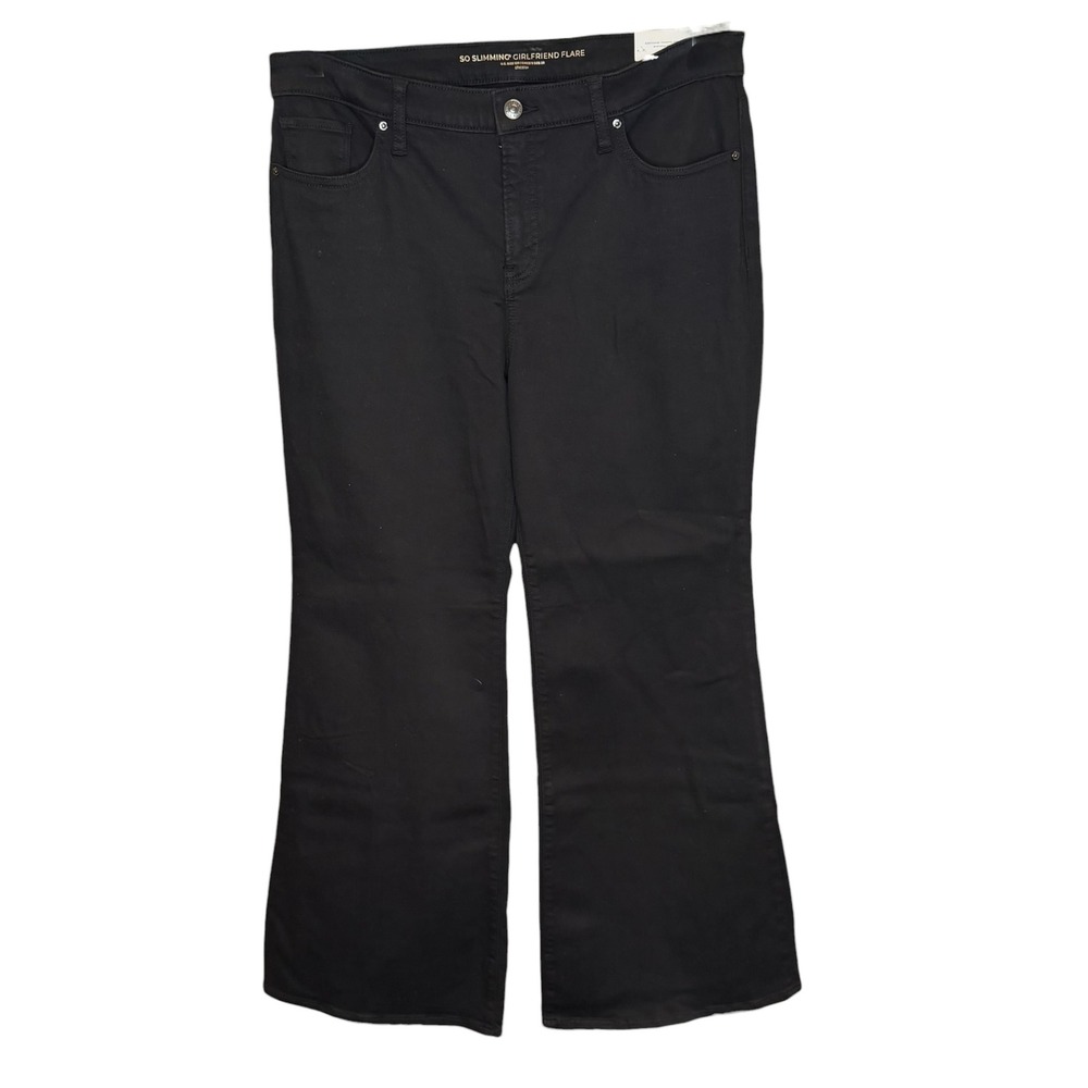 Chico's Girlfriend Flare Jeans Womens Black So Slimming Stretch 12R 2R